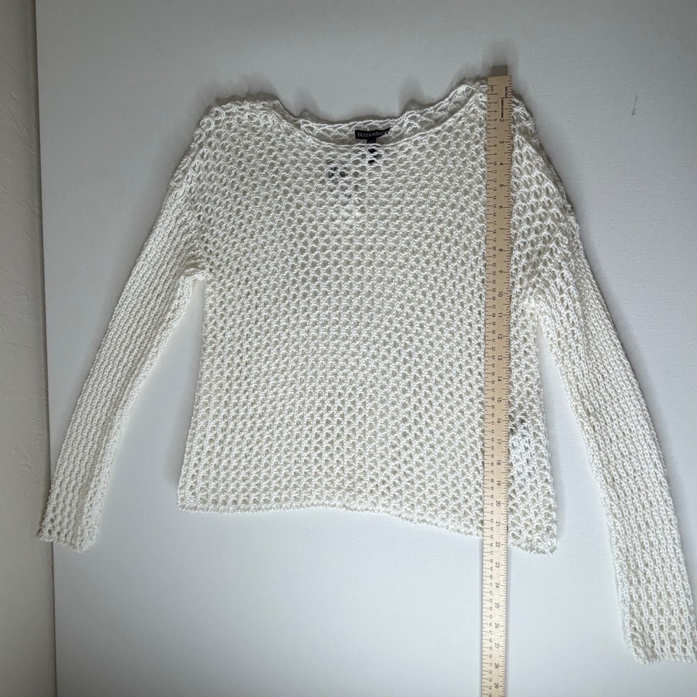 NWT Eileen Fisher Peruvian Organic Cotton Cord Open Knit Bateau Neck Sweater XS - Picture 10 of 13